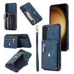Custodia per telefono con slot per schede RFID con cerniera e cordino corto, For Samsung Galaxy S23 5G, For Samsung Galaxy S23+ 5G, For Samsung Galaxy S23 Ultra 5G, For Samsung Galaxy S22 5G