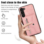 Custodia per telefono con slot per schede RFID con cerniera e cordino corto, For Samsung Galaxy S22+ 5G, For Samsung Galaxy S22 Ultra 5G, For Samsung Galaxy S21 5G, For Samsung Galaxy S21+ 5G