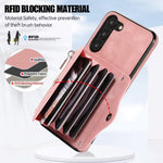 Custodia per telefono con slot per schede RFID con cerniera e cordino corto, For Samsung Galaxy S22+ 5G, For Samsung Galaxy S22 Ultra 5G, For Samsung Galaxy S21 5G, For Samsung Galaxy S21+ 5G