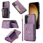 Custodia per telefono con slot per schede RFID con cerniera e cordino corto, For Samsung Galaxy S22+ 5G, For Samsung Galaxy S22 Ultra 5G, For Samsung Galaxy S21 5G, For Samsung Galaxy S21+ 5G