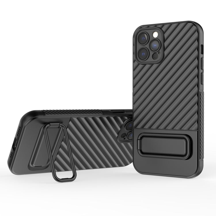 Custodia per cellulare in TPU a trama ondulata con pellicola per lenti, For iPhone 12 Pro Max, For iPhone 12 Pro, For iPhone 11 Pro, For iPhone XS Max