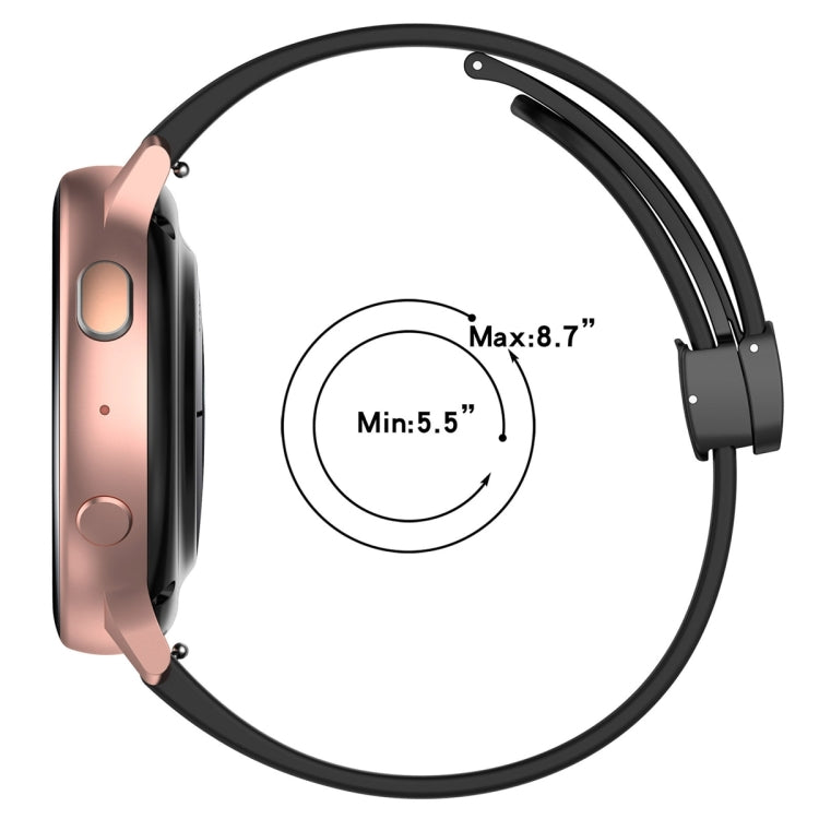 Cinturino per orologio in silicone con fibbia nera pieghevole universale a testa piatta, 22mm