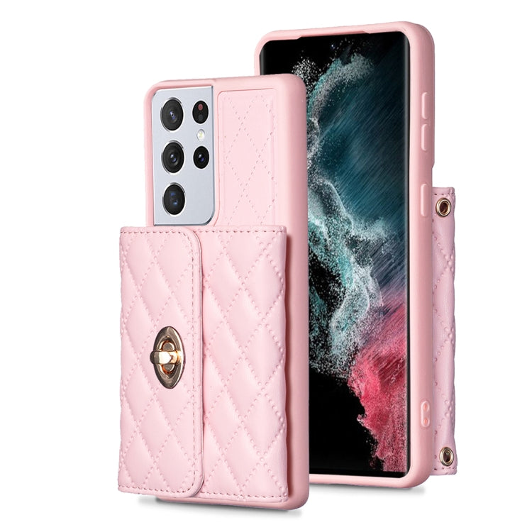 Custodia per telefono in pelle rombica a portafoglio orizzontale, For Samsung Galaxy S21 Ultra 5G, For Samsung Galaxy A14 4G / 5G