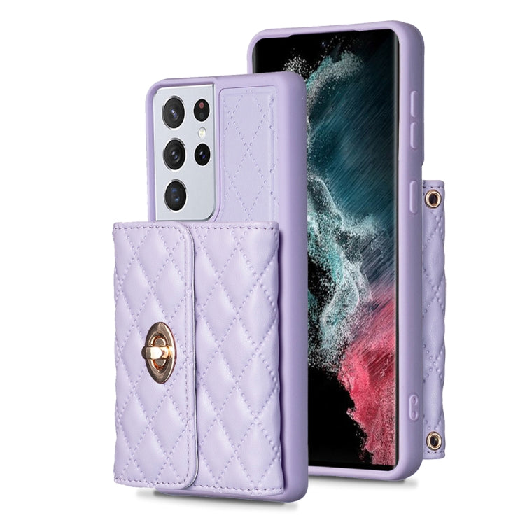 Custodia per telefono in pelle rombica a portafoglio orizzontale, For Samsung Galaxy S21 Ultra 5G, For Samsung Galaxy A14 4G / 5G