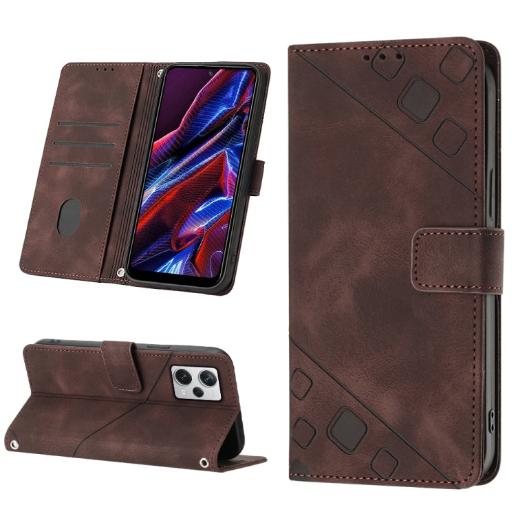 Custodia per telefono in pelle goffrata effetto pelle, For Samsung Galaxy A23 JP Version, For Samsung Galaxy A24 4G, For Xiaomi Poco X5 5G/Redmi Note 12 China/Redmi Note 12 Global, For Xiaomi Poco X5 Pro 5G/Redmi Note 12 Pro Speed