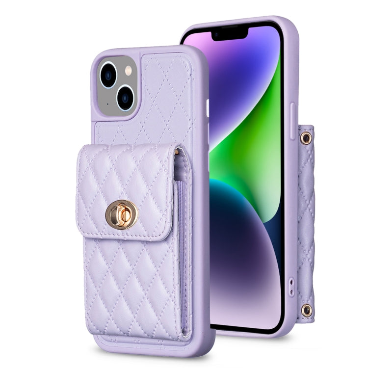 Custodia per telefono in pelle rombica a portafoglio verticale, For iPhone 14, For iPhone 14 Plus, For iPhone 14 Pro, For iPhone 14 Pro Max, For iPhone 13