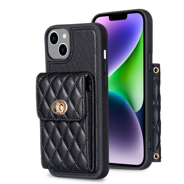 Custodia per telefono in pelle rombica a portafoglio verticale, For iPhone 14, For iPhone 14 Plus, For iPhone 14 Pro, For iPhone 14 Pro Max, For iPhone 13