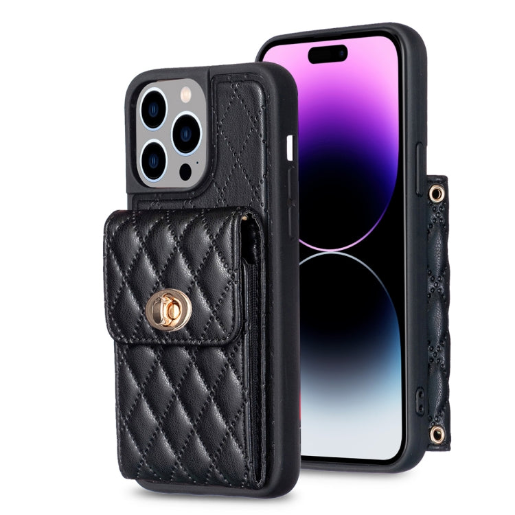 Custodia per telefono in pelle rombica a portafoglio verticale, For iPhone 14, For iPhone 14 Plus, For iPhone 14 Pro, For iPhone 14 Pro Max, For iPhone 13
