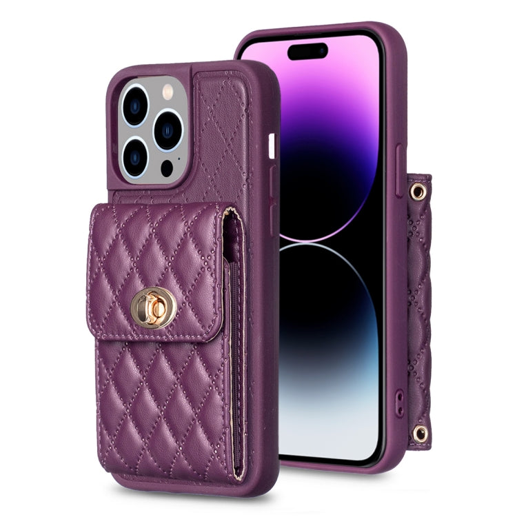 Custodia per telefono in pelle rombica a portafoglio verticale, For iPhone 14, For iPhone 14 Plus, For iPhone 14 Pro, For iPhone 14 Pro Max, For iPhone 13