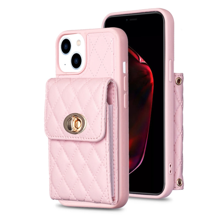 Custodia per telefono in pelle rombica a portafoglio verticale, For iPhone 14, For iPhone 14 Plus, For iPhone 14 Pro, For iPhone 14 Pro Max, For iPhone 13