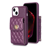 Custodia per telefono in pelle rombica a portafoglio verticale, For iPhone 14, For iPhone 14 Plus, For iPhone 14 Pro, For iPhone 14 Pro Max, For iPhone 13
