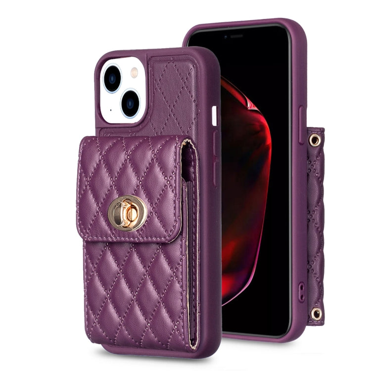 Custodia per telefono in pelle rombica a portafoglio verticale, For iPhone 14, For iPhone 14 Plus, For iPhone 14 Pro, For iPhone 14 Pro Max, For iPhone 13