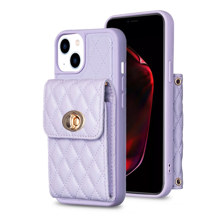 Custodia per telefono in pelle rombica a portafoglio verticale, For iPhone 14, For iPhone 14 Plus, For iPhone 14 Pro, For iPhone 14 Pro Max, For iPhone 13