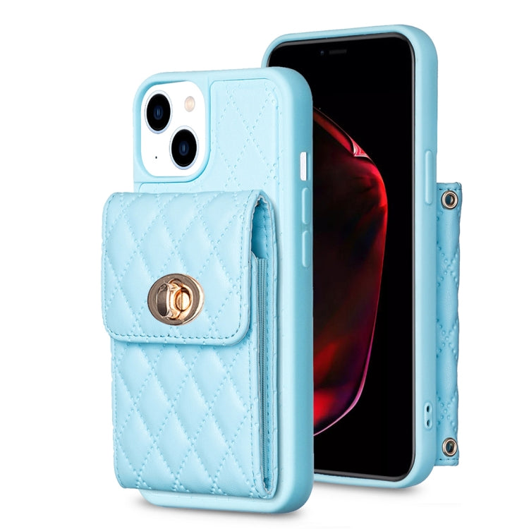 Custodia per telefono in pelle rombica a portafoglio verticale, For iPhone 14, For iPhone 14 Plus, For iPhone 14 Pro, For iPhone 14 Pro Max, For iPhone 13