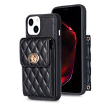 Custodia per telefono in pelle rombica a portafoglio verticale, For iPhone 14, For iPhone 14 Plus, For iPhone 14 Pro, For iPhone 14 Pro Max, For iPhone 13