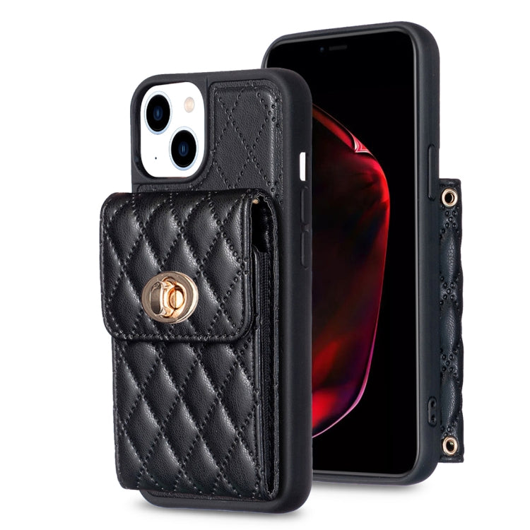 Custodia per telefono in pelle rombica a portafoglio verticale, For iPhone 14, For iPhone 14 Plus, For iPhone 14 Pro, For iPhone 14 Pro Max, For iPhone 13