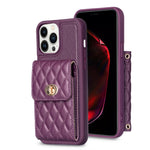 Custodia per telefono in pelle rombica a portafoglio verticale, For iPhone 13 Pro, For iPhone 13 Pro Max, For iPhone 12 / 12 Pro, For iPhone 12 Pro Max