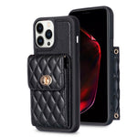 Custodia per telefono in pelle rombica a portafoglio verticale, For iPhone 13 Pro, For iPhone 13 Pro Max, For iPhone 12 / 12 Pro, For iPhone 12 Pro Max