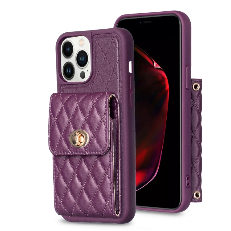 Custodia per telefono in pelle rombica a portafoglio verticale, For iPhone 13 Pro, For iPhone 13 Pro Max, For iPhone 12 / 12 Pro, For iPhone 12 Pro Max