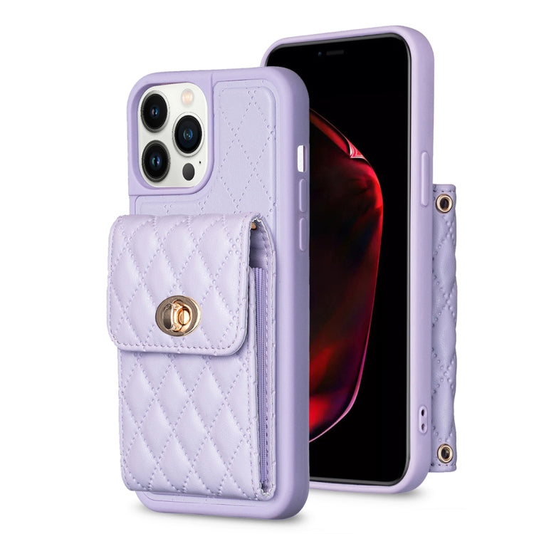 Custodia per telefono in pelle rombica a portafoglio verticale, For iPhone 13 Pro, For iPhone 13 Pro Max, For iPhone 12 / 12 Pro, For iPhone 12 Pro Max