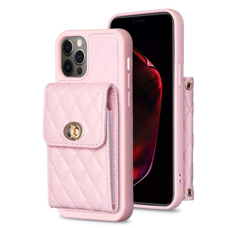 Custodia per telefono in pelle rombica a portafoglio verticale, For iPhone 13 Pro, For iPhone 13 Pro Max, For iPhone 12 / 12 Pro, For iPhone 12 Pro Max