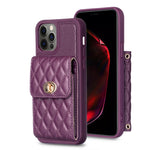 Custodia per telefono in pelle rombica a portafoglio verticale, For iPhone 13 Pro, For iPhone 13 Pro Max, For iPhone 12 / 12 Pro, For iPhone 12 Pro Max