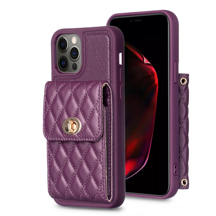 Custodia per telefono in pelle rombica a portafoglio verticale, For iPhone 13 Pro, For iPhone 13 Pro Max, For iPhone 12 / 12 Pro, For iPhone 12 Pro Max