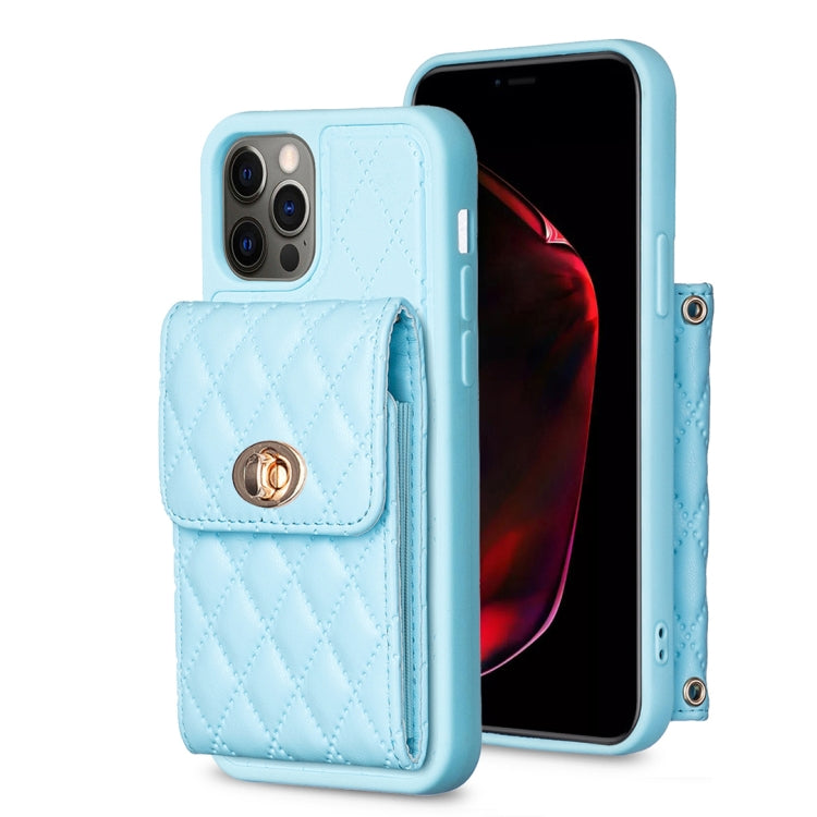 Custodia per telefono in pelle rombica a portafoglio verticale, For iPhone 13 Pro, For iPhone 13 Pro Max, For iPhone 12 / 12 Pro, For iPhone 12 Pro Max