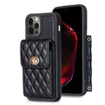 Custodia per telefono in pelle rombica a portafoglio verticale, For iPhone 13 Pro, For iPhone 13 Pro Max, For iPhone 12 / 12 Pro, For iPhone 12 Pro Max
