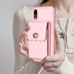 Custodia per telefono in pelle rombica a portafoglio verticale, For iPhone XR, For iPhone XS Max, For iPhone SE 2022 / SE 2020 / 7 / 8, For iPhone 7 Plus / 8 Plus
