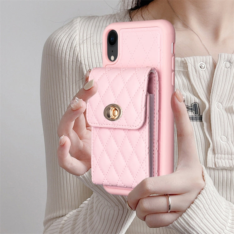 Custodia per telefono in pelle rombica a portafoglio verticale, For iPhone XR, For iPhone XS Max, For iPhone SE 2022 / SE 2020 / 7 / 8, For iPhone 7 Plus / 8 Plus