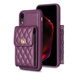 Custodia per telefono in pelle rombica a portafoglio verticale, For iPhone XR, For iPhone XS Max, For iPhone SE 2022 / SE 2020 / 7 / 8, For iPhone 7 Plus / 8 Plus