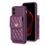 Custodia per telefono in pelle rombica a portafoglio verticale, For iPhone XR, For iPhone XS Max, For iPhone SE 2022 / SE 2020 / 7 / 8, For iPhone 7 Plus / 8 Plus