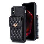 Custodia per telefono in pelle rombica a portafoglio verticale, For iPhone XR, For iPhone XS Max, For iPhone SE 2022 / SE 2020 / 7 / 8, For iPhone 7 Plus / 8 Plus