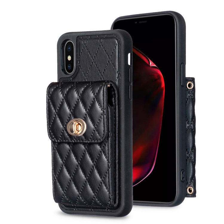 Custodia per telefono in pelle rombica a portafoglio verticale, For iPhone XR, For iPhone XS Max, For iPhone SE 2022 / SE 2020 / 7 / 8, For iPhone 7 Plus / 8 Plus