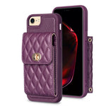 Custodia per telefono in pelle rombica a portafoglio verticale, For iPhone XR, For iPhone XS Max, For iPhone SE 2022 / SE 2020 / 7 / 8, For iPhone 7 Plus / 8 Plus