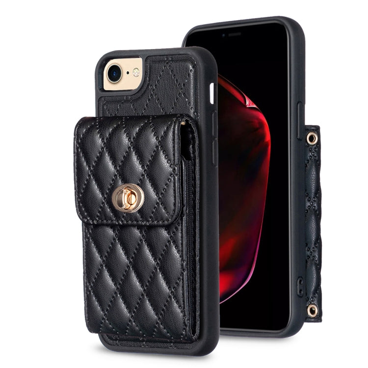 Custodia per telefono in pelle rombica a portafoglio verticale, For iPhone XR, For iPhone XS Max, For iPhone SE 2022 / SE 2020 / 7 / 8, For iPhone 7 Plus / 8 Plus