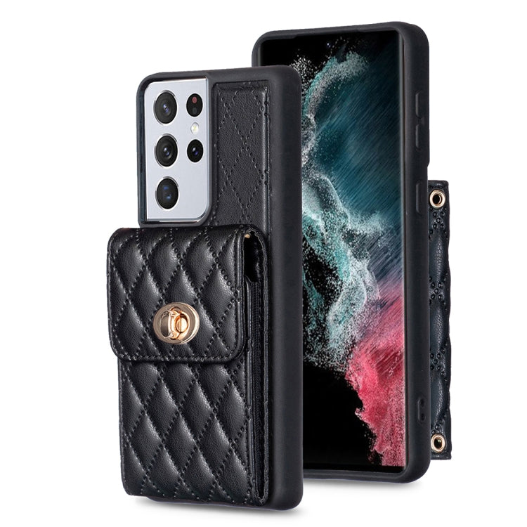 Custodia per telefono in pelle rombica a portafoglio verticale, For Samsung Galaxy S21 Ultra 5G, For Samsung Galaxy A14 4G / 5G