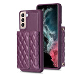 Custodia per telefono in pelle rombica a portafoglio orizzontale, ForFor Samsung Galaxy S23 5G, For Samsung Galaxy S22+ 5G, For Samsung Galaxy S21 5G, For Samsung Galaxy S21+ 5G