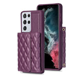 Custodia per telefono in pelle rombica a portafoglio orizzontale, For Samsung Galaxy S21 Ultra 5G, For Samsung Galaxy A14 4G / 5G