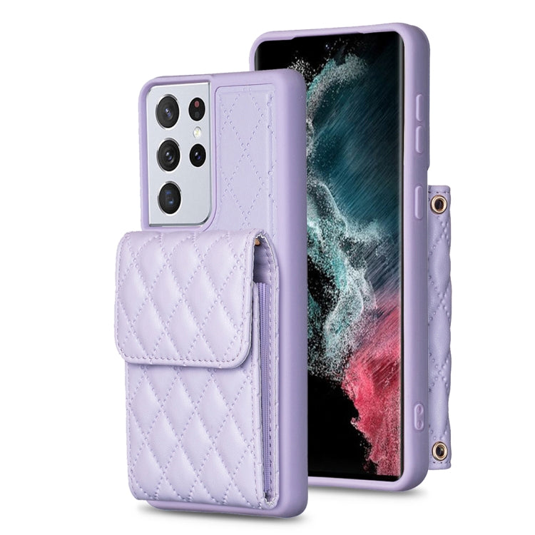 Custodia per telefono in pelle rombica a portafoglio verticale, For Samsung Galaxy S21 Ultra 5G, For Samsung Galaxy A14 4G / 5G