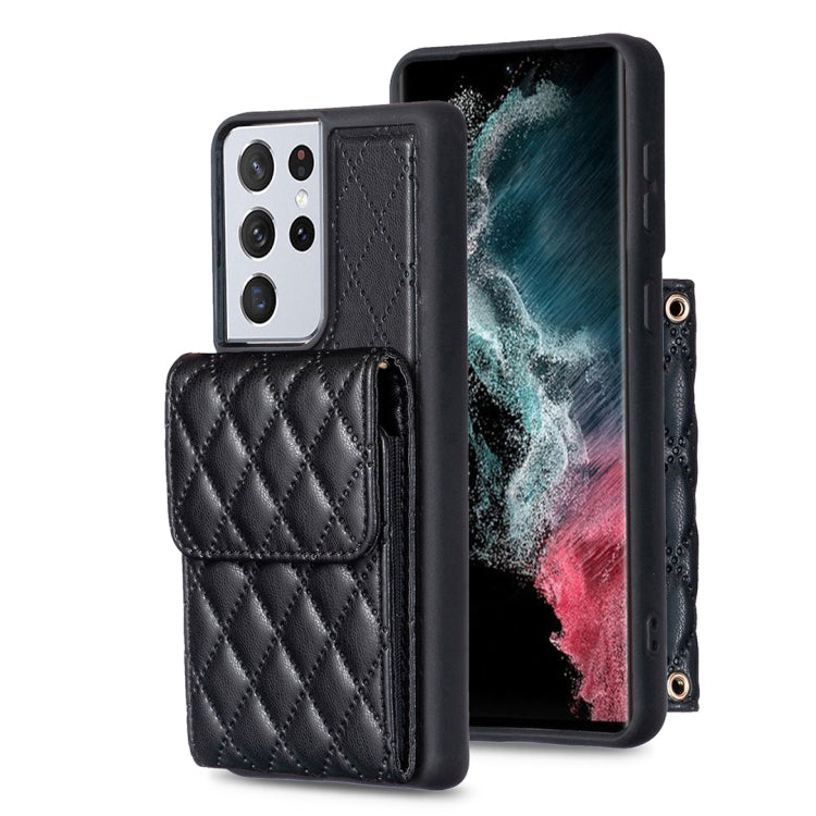 Custodia per telefono in pelle rombica a portafoglio verticale, For Samsung Galaxy S21 Ultra 5G, For Samsung Galaxy A14 4G / 5G