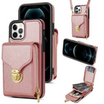 Custodia per telefono a portafoglio con scheda hardware con cerniera, For iPhone 13 Pro Max, For iPhone 13 Pro, For iPhone 12 Pro Max, For iPhone 12 / 12 Pro
