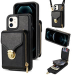 Custodia per telefono a portafoglio con scheda hardware con cerniera, For iPhone 12 mini, For iPhone XS Max, For iPhone XS / X, For iPhone XR
