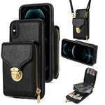 Custodia per telefono a portafoglio con scheda hardware con cerniera, For iPhone 12 mini, For iPhone XS Max, For iPhone XS / X, For iPhone XR