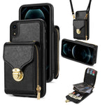 Custodia per telefono a portafoglio con scheda hardware con cerniera, For iPhone 12 mini, For iPhone XS Max, For iPhone XS / X, For iPhone XR