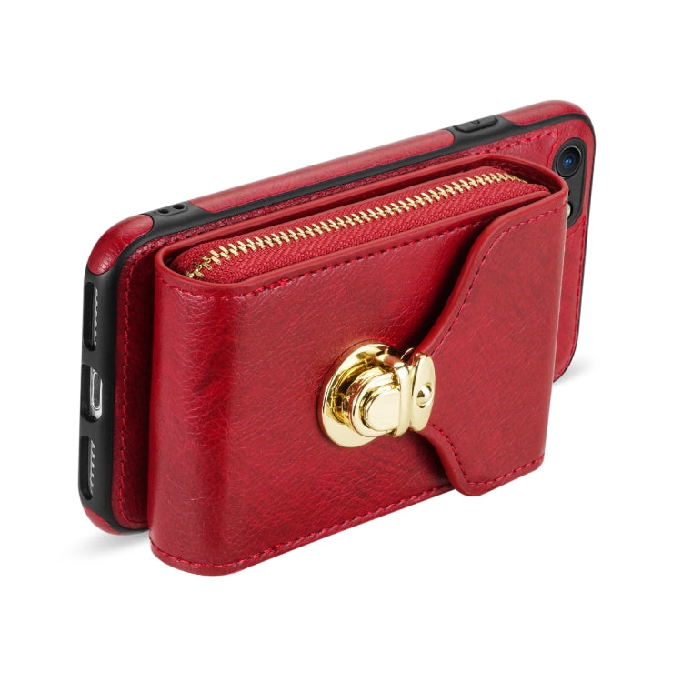 Custodia per telefono a portafoglio con scheda hardware con cerniera, For iPhone SE 2022 / SE 2020 / 8 / 7, For iPhone 8 Plus / 7 Plus, For iPhone 6s Plus / 6 Plus, For iPhone 6s / 6