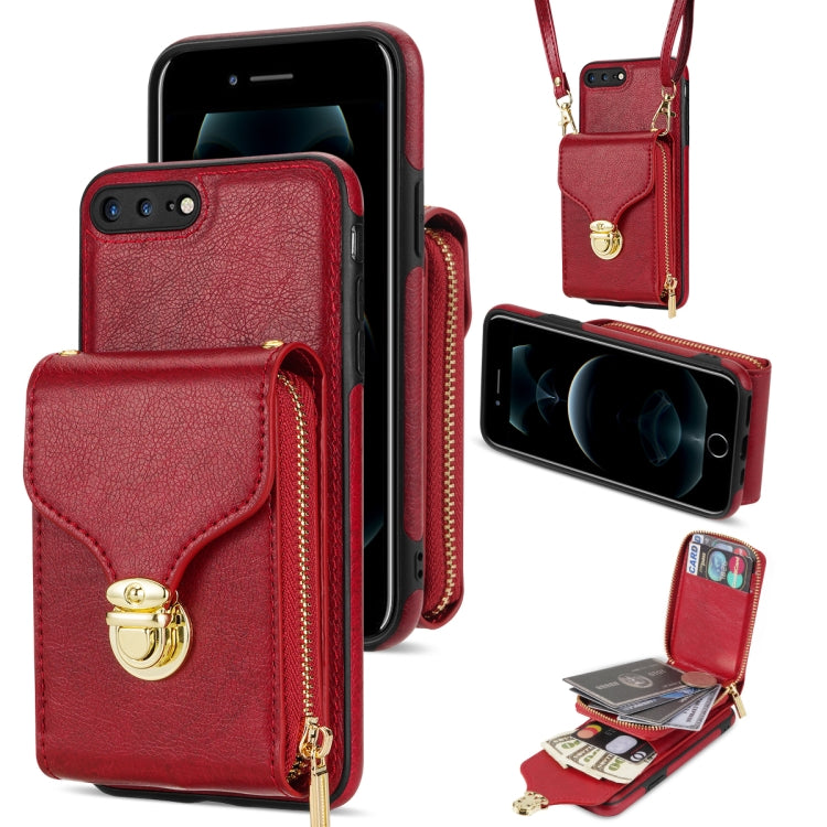 Custodia per telefono a portafoglio con scheda hardware con cerniera, For iPhone SE 2022 / SE 2020 / 8 / 7, For iPhone 8 Plus / 7 Plus, For iPhone 6s Plus / 6 Plus, For iPhone 6s / 6