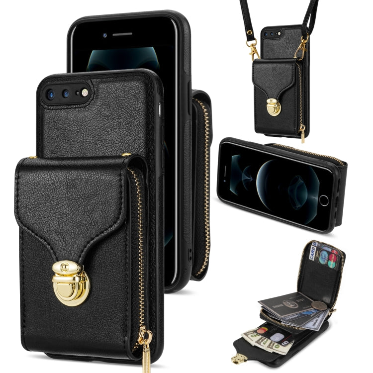 Custodia per telefono a portafoglio con scheda hardware con cerniera, For iPhone SE 2022 / SE 2020 / 8 / 7, For iPhone 8 Plus / 7 Plus, For iPhone 6s Plus / 6 Plus, For iPhone 6s / 6