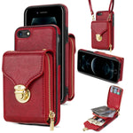 Custodia per telefono a portafoglio con scheda hardware con cerniera, For iPhone SE 2022 / SE 2020 / 8 / 7, For iPhone 8 Plus / 7 Plus, For iPhone 6s Plus / 6 Plus, For iPhone 6s / 6